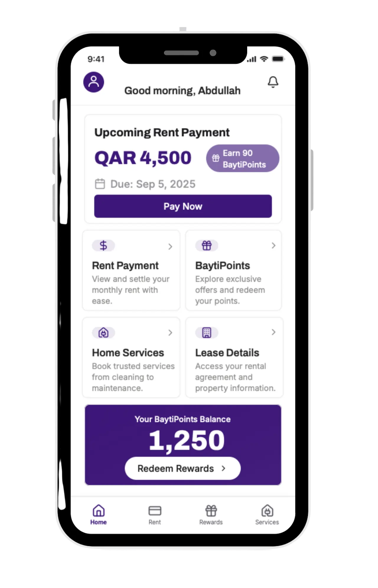 bayti app point screen
